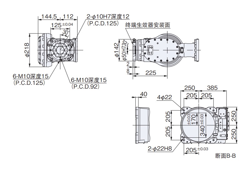 SRA100B/SRA100J通用 手腕部/安装部详情