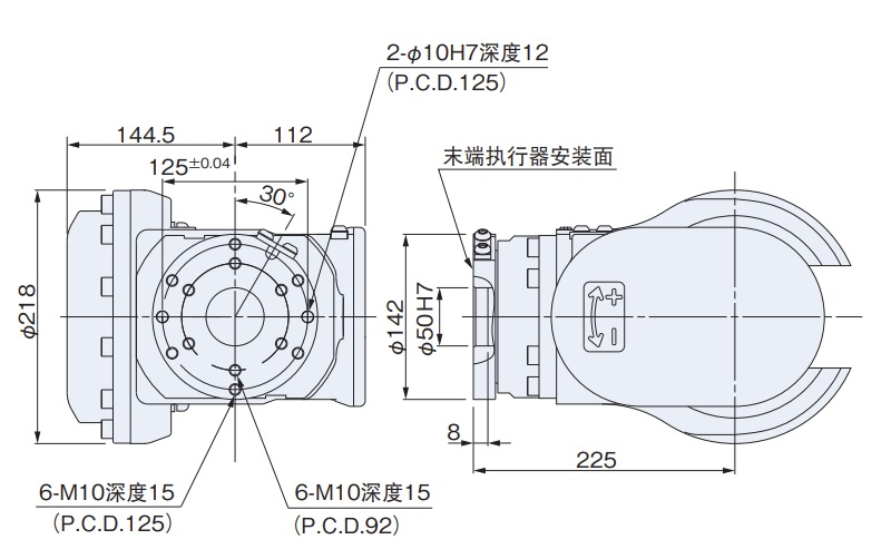 SRA100/166/166L/120EL 外形尺寸及动作范围