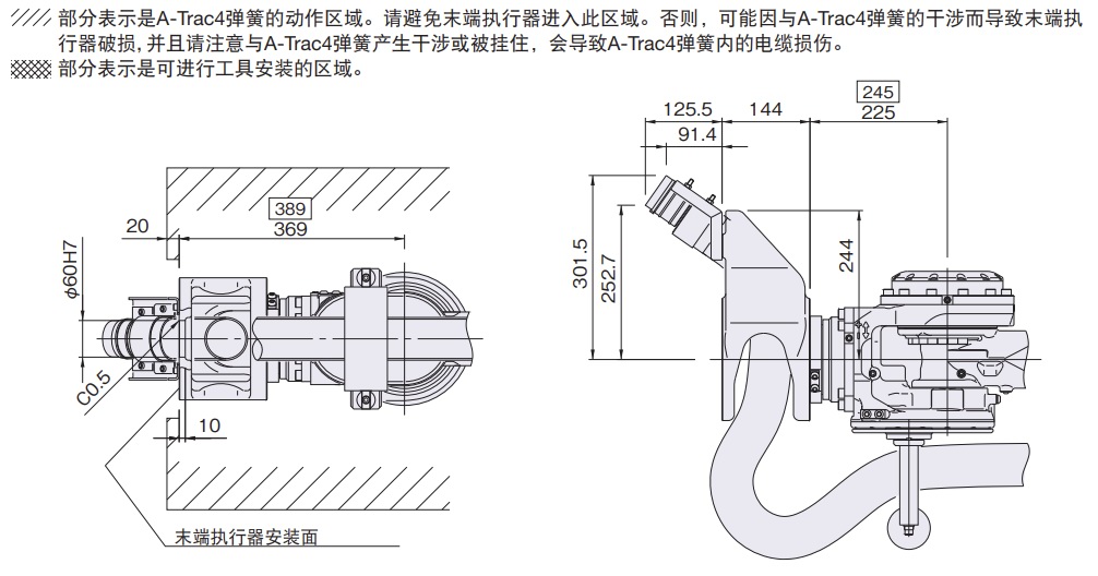 SRA166/210-01A系列 外形尺寸及动作范围 figure3